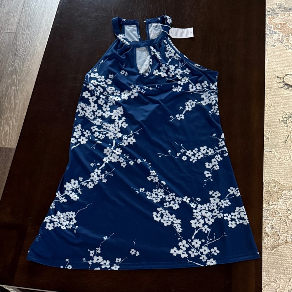 Floral Navy Blue Halter Dress